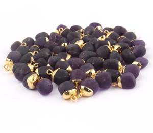 ขายส่งเครื่องประดับธรรมชาติTumble Shapeอเมทิสต์ตัวเชื่อมต่อทองเหลืองทองชุบdiyเดี่ยวประกันตัวเชื่อมต่อจี้Birthstone - Product Image 4