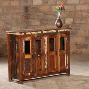 Bulk Wholesale Solid Wood Farmhouse Reclaimed Wood <b>Sideboard</b> Cabinet 4 Glass Door Storage Display Living Room Furniture Chinese Design Style - Product Image 4