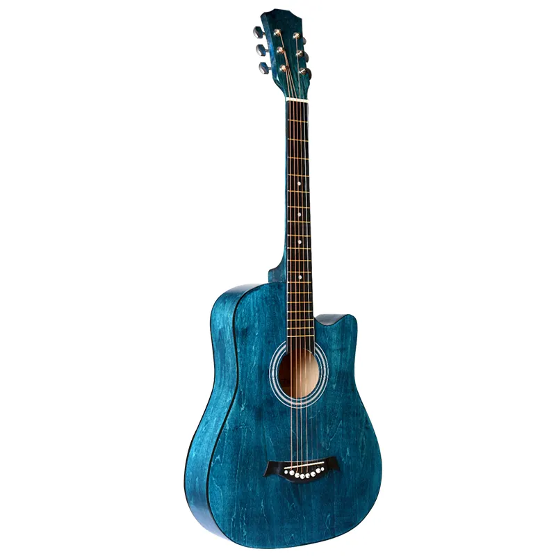 Hot selling 38 inch blues cutaway acoustic guitar with linden top