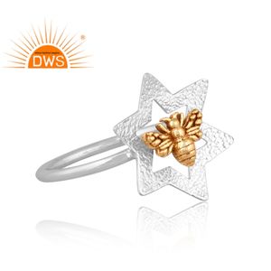 Anillo de Plata de Ley 925 con Baño de Oro y Diseño de Abeja, Tendencia 2026, para Mujer, Fabricante de Joyería de Plata - Product Image 3