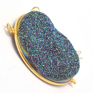 High Quality 925 Sterling Silver <b>Green</b> Titanium Druzy <b>Glitter</b> Pendant Gemstone Jewelry with Gold <b>Top</b> Suppliers - Product Image 3