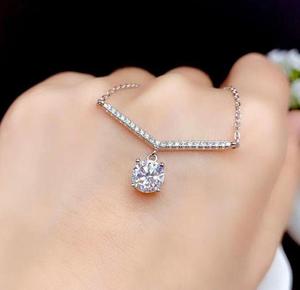 จี้สร้อยคอเพชรโมอิสทรงกลม2.00TCW 925สร้อยคอของขวัญเงินสเตอร์ลิง - Product Image 5