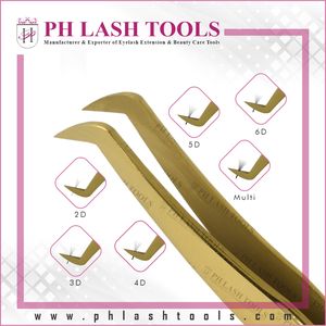 Pincettes professionnelles pour Extension de cils, en acier inoxydable, de haute qualité, à bouts larges, couleur or, étiquette privée - Product Image 2