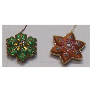 <b>Star</b> & Flower Shape Christmas <b>Hanging</b> Item Customized Flower Shape Design Handmade Zari Embroidery With Beaded Work Christmas - Product Image 1