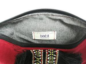 กระเป๋าคลัทช์ฮิปปี้โบฮีเมียนสีแดงพร้อมพู่และพู่สไตล์ชาติพันธุ์ผู้หญิงกระเป๋าถือ - Product Image 5