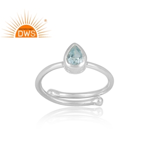Per Cut Blue Topaz Gemstone <b>Ring</b> Jewelry Supplier Fine <b>Silver</b> <b>Adjustable</b> Girls <b>Ring</b> Jewelry Wholesaler - Product Image 2