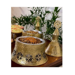 Juego de 2 platos para servir alimentos de Color dorado con el plato para servir alimentos de latón de la más alta calidad para uso en fiestas de bodas - Product Image 3