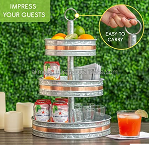 <b>3</b>-<b>Tier</b> Galvanized Steel <b>Cake</b> Tray Platter Fully Customization Serving <b>Stand</b> with Copper Trim for Cup <b>Cake</b> Dessert Serving - Product Image 3