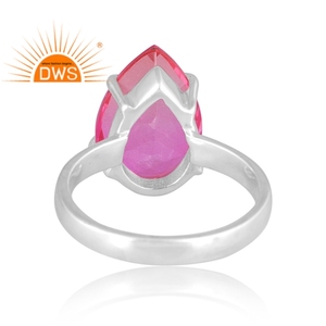 925 Plata de ley fina Natural Bio Pink Doublet Cuarzo Piedra preciosa Anillo apilable Fabricante de joyas - Product Image 4