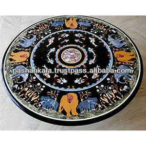 <b>Round</b> Marble Inlay <b>Table</b> <b>Top</b> , Stone Marble Inlaid <b>Table</b> <b>Tops</b> - Product Image 2