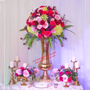 แจกันตั้งพื้นสำหรับตกแต่งงานแต่งงานและกิจกรรมที่มีคุณภาพสูงทองโบราณโลหะตารางด้านบนแจกันสำหรับตกแต่งสวน - Product Image 2