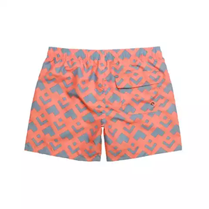 Short de plage imperméable d'été pour hommes en tissu respirant motif vintage imprimé lavé - Product Image 3