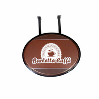 Enseigne lumineuse LED ronde double face suspendue pour boutique de gâteaux au café
