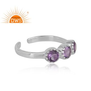 Multi <b>Purple</b> Amethyst Gemstone Ring Jewelry Supplier Solid 925 Sterling Fine Silver Designer Ring Indian Classic Collection - Product Image 3