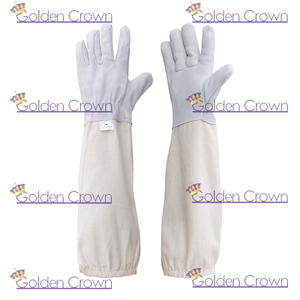 Beekeeper's Glove Goatskin Leather Large Beekeeping Protective Gloves with Long Sleeve Anti-bee Gloves - Product Image 4