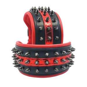 100% collier de chien en cuir véritable meilleure qualité sur mesure rembourrage souple pointe goujon travail solide Rivet fabricant en gros - Product Image 3