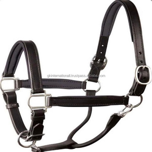 Caballo de cuero de alta calidad con cuello halter en negro o marrón, cuero prémium con hebilla doble de latón sólido en Corona, tamaños personalizados - Product Image 1