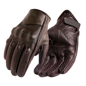Guantes de cuero para motocicleta de piel de cabra de alta calidad, Fabricados en cuero marrón, listo para enviar pantallas táctiles para hombre, guante de carreras, equipo de ciclismo para Moto - Product Image 1