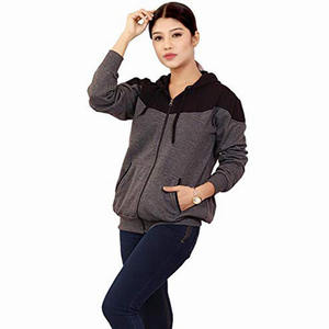 Sweat à capuche à fermeture éclair pour femmes, hoodie, élégant, poches kangourou, noir, gris, - Product Image 5