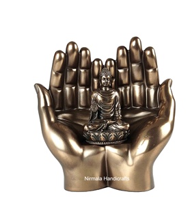 Nirmala Handicrafts Polyresin Hand Buddha Statue <b>Table</b> Decor Bronze Sitting Buddha Statue - Product Image 2
