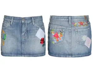 Женские винтажные джинсовые потертые вышивка с высокой талией, а-силуэт, джинсы деним короткая мини-юбка
