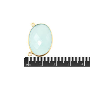 Aqua Chalcedony Oval Shape Bezel <b>Pendant</b> Handmade 925 Sterling Silver Gold Plated for Jewelry Making - Product Image 4