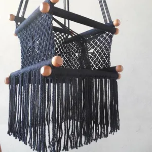 Chaise à bascule en macramé, balançoire pour bébé, couleur noire - Product Image 1