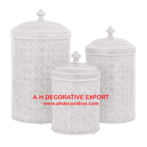 Kitchen <b>Canister</b> <b>Set</b> White Color Kitchen <b>Canister</b> Decoration Lids <b>Set</b> of 3 customized Logo Metal <b>Canister</b> Planters - Product Image 6