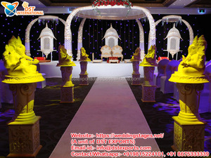 Mariage glamour hindou Vidhi Mandap Décoration Meilleur mariage sculpté en or Mandap Norvège Impressionnant Top Mariage indien Royal Mandap USA - Product Image 5