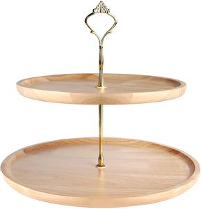 Rounded Shape Good Quality <b>Wooden</b> <b>Cake</b> Stand Two Tier Handmade Decorative <b>Cake</b> Stand Classic Simple Plain Fancy <b>Cake</b> Stand - Product Image 1
