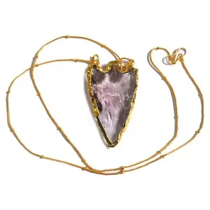 Pink Glass Oblique Transverse Arrowhead Halskette: Lieferant von Arrowhead Halskette zu einem vernünftigen Preis
