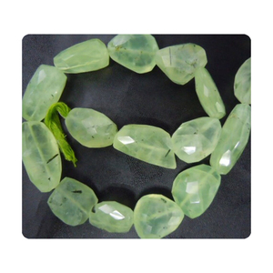 ลูกปัดเพรนไนต์คุณภาพสูง 100% ธรรมชาติ ทรงเหลี่ยมเจียระไน ขนาดสั่งทำพิเศษ 10x18 ถึง 12x20 ความยาว 14 นิ้ว 3 เส้น ขนาดพรีเมียม อัญมณี - Product Image 5