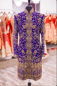 Hermoso vestido Sherwani de diseño real indio y pakistaní para boda ATIYALIBAS traje de pantalones de lana/seda - Product Image 2