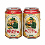 Bière Birra Moretti 2 x 33 cl Lager aux fruits et légumes - 4,6% d'alcool, couleur claire, pasteurisée, fabriquée en Italie