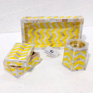 Handmade Ramadan Gift Set Colourful Bone Inlay Tray Mubkhar Box Bakhoor Burner Madkhan Ocean Bergamot Jasmin Incense Diffuser - Product Image 5