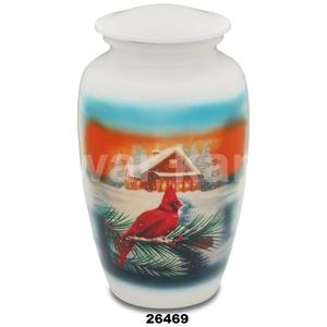 Best Selling Snowy Cardinal Adult Cremation Urn Smart Choice Metal <b>Keepsake</b> for Human <b>Ashes</b> - Product Image 1