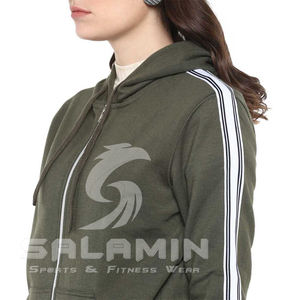 Sudaderas con Capucha de Forro Polar para Mujer, al por Mayor, OEM, de Alta Calidad, Estilo Urbano de Invierno, Oversize, con Cremallera Completa y Logotipo Personalizado en la Parte Delantera - Product Image 5