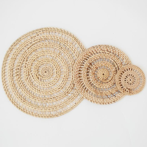 Unique <b>Set</b> Rattan Shell Spiral <b>Placemat</b> Wall Hanging Decor and Coaster for Table in Vietnam Wholesale - Product Image 1
