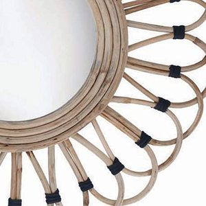 Maravilloso espejo de pared de ratán hecho a mano tamaño personalizado forma diseño único baño montado en la pared espejo elegante decoración del hogar - Product Image 5
