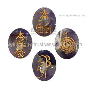 ร้านขายส่งสินค้าลัทธิจิตวิญญาณ ชุดพิธีกรรมแบบเพแกนและวิคคา ชุดเรกิหินอะเมทิสต์รูปไข่ ชุดหินอาเกต หินอัญมณี - Product Image 2