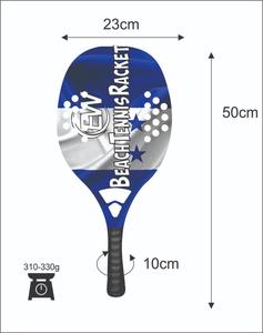 Raquettes de tennis de plage 20 mm, face en fibre de carbone, poignée en fibre de carbone, filet en fibre de verre, poids 310-330 g, longueur 50 cm - Product Image 3