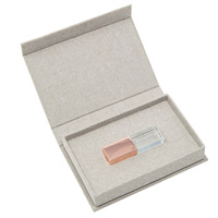 Boîte d'emballage de produits de luxe en lin 100% avec couvercle à charnière estampé en feuille laminée et logo