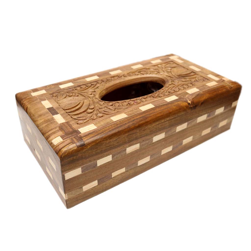 Porte-mouchoirs / Boîte à Mouchoirs Carrée En Bois Fait Main – Déco Nature Et Artisanale