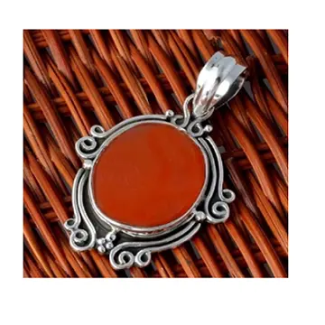 100% Natural Gemstone Made Charm Pendent Hot Sale Trendy Design Orange Palm Stone Pendent Jewelry For women