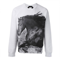 Sweat-shirt à col rond imprimé cheval, impression numérique personnalisable, pull tricoté 100% coton, séchage rapide, hiver
