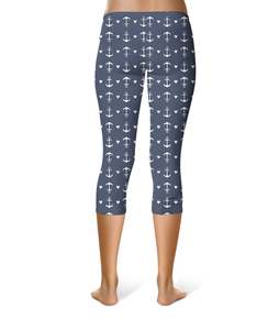 Leggings imprimés personnalisés Anchors-Cruise en version Capri ou longueur entière - Product Image 3