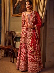 LEHENGA-bordado pesado indio/paquistaní para novia, vestido DUPATTA elegante adornado, ZARDOZI, trabajo para boda, 2021 - Product Image 2