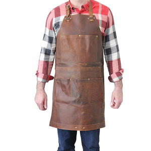 Toile de cire à l'huile avec tablier sans manches en cuir pour barbecue en plein air pour jardinage - Product Image 1