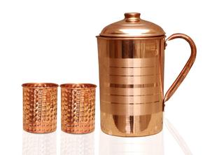 Indian Fashion <b>Copper</b> Full Embossed Design 1000 ml Water Jug Many Designs Can Choose - Product Image 2