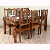 Ensemble de table à manger Jali Range en bois de Sesham massif Style Takhat ethnique moderne pour la maison Bars Hôtels Ensemble de restaurant traditionnel